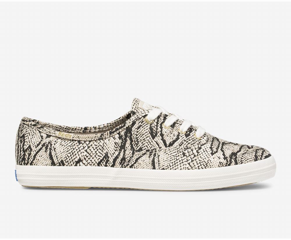 Women's Keds Champion Animal Wide Width Shoes Cream Snake 7620435FE - South Africa